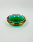 1940s GREEN GOLD AMBER MURANO FLAVIO POLI SOMMERSO GLASS MINI BOWL