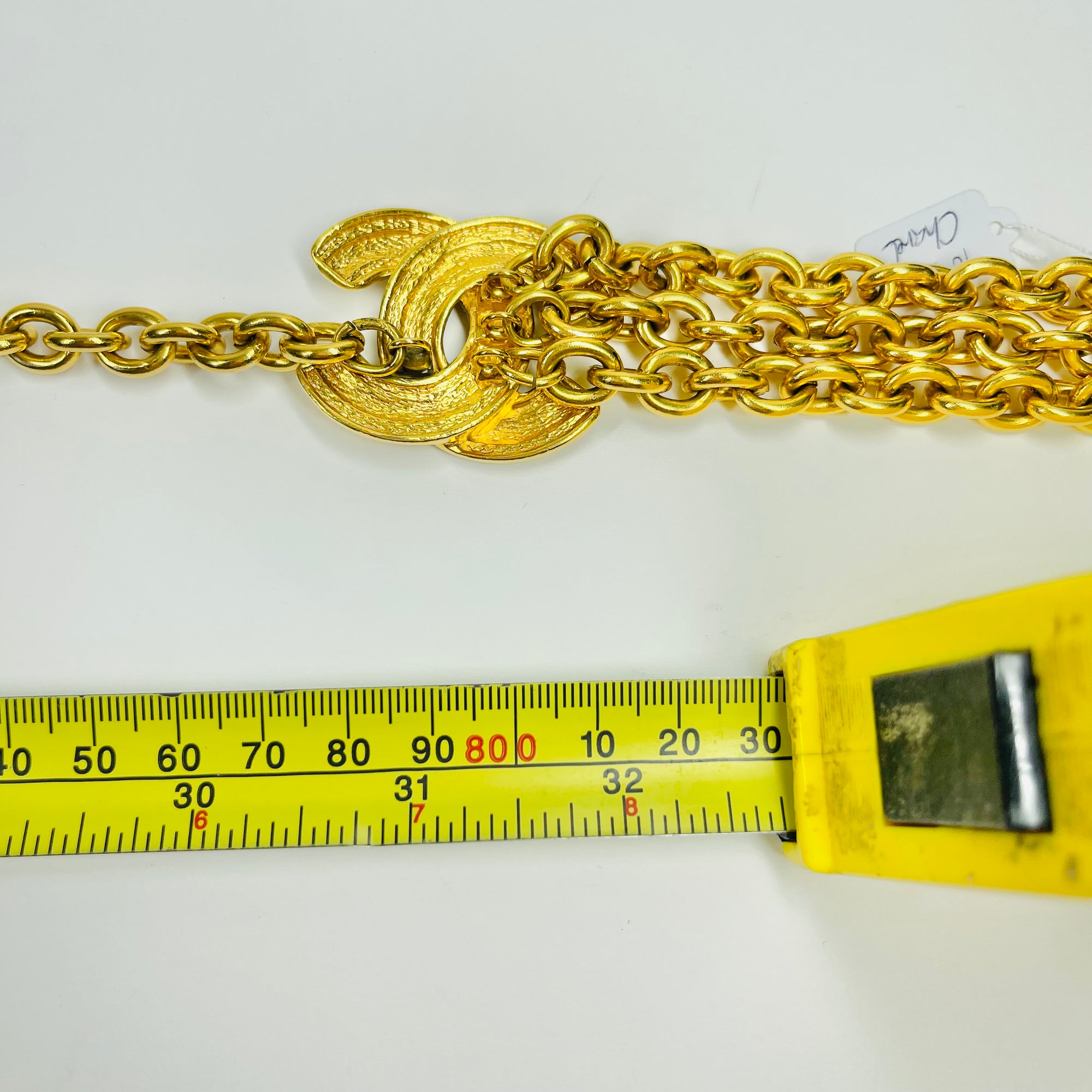 1990s CHANEL MATELASSE GOLD PLATED LOGO BELT