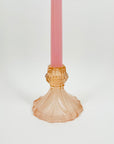 ANTIQUE ART DECO PINK SATIN GLASS CANDLE HOLDER