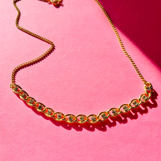 1960s GOLD PLATED BEZEL DIAMANTE HALF TENNIS NECKLACE