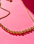 1960s GOLD PLATED BEZEL DIAMANTE HALF TENNIS NECKLACE