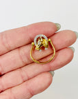 ANTIQUE 22K GOLD HORSESHOE SPINNER RING WITH DIAMOND PAVE