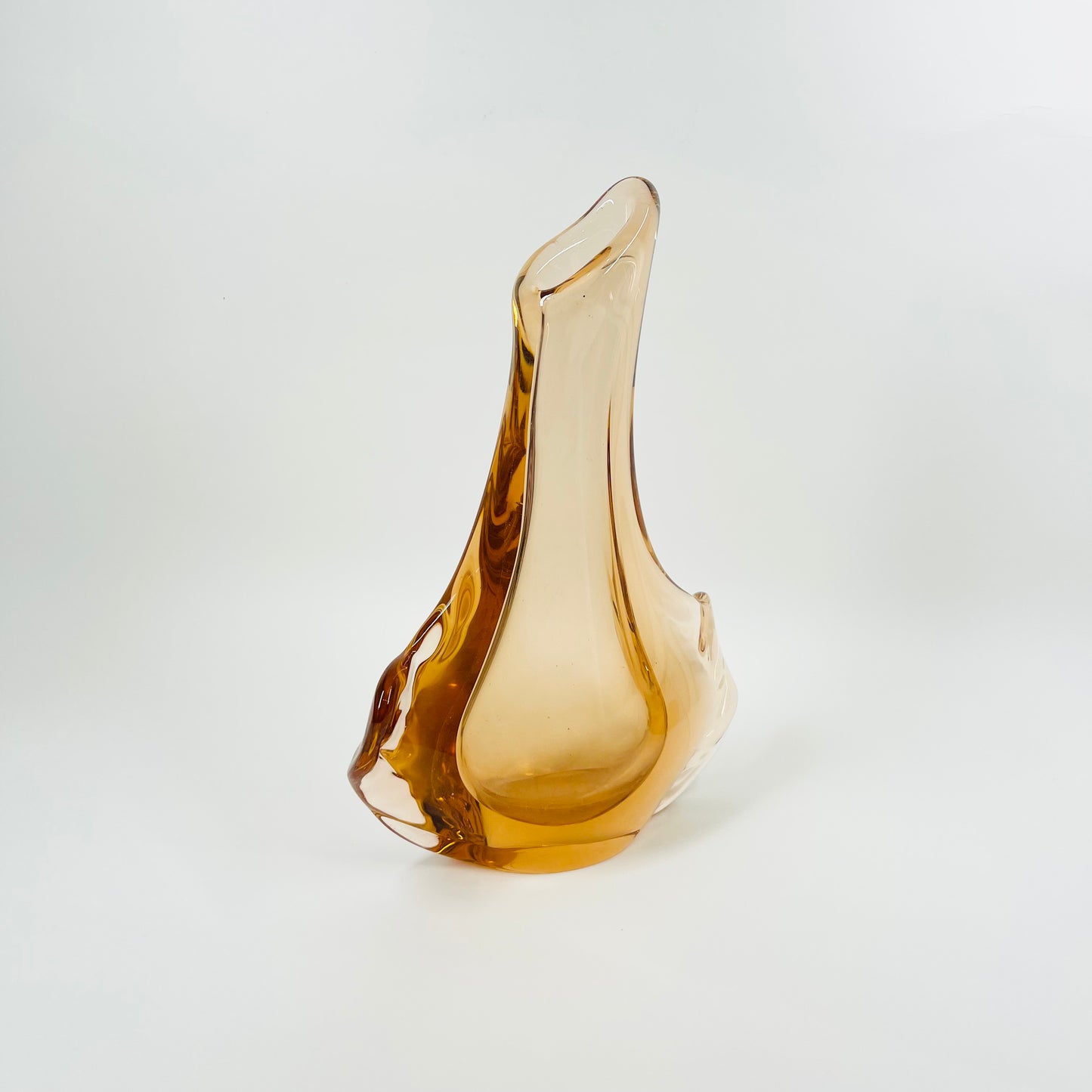 1960s SPACE AGE SKLO UNION AMBER GLASS VASE