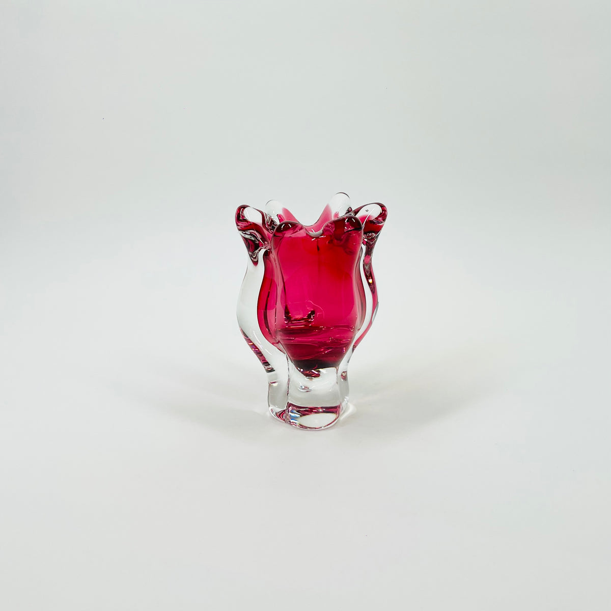 ANTIQUE MURANO PINK SOMMERSO GLASS MINIATURE VASE