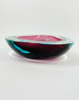 1960s PINK TURQUOISE SOMMERSO FACETED GEODE GLASS BOWL