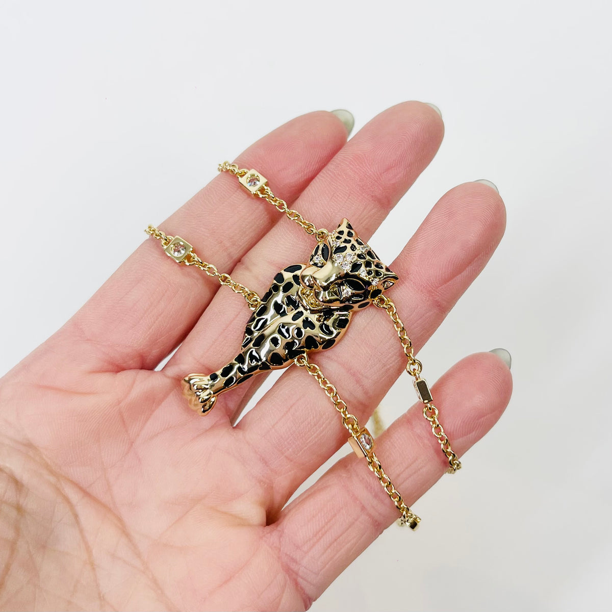 Y2K ROBERTO CAVALLI BLACK ENAMEL PANTHER NECKLACE