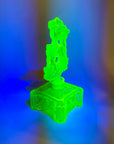 URANIUM GLASS PERFUME BOTTLE WITH FLORAL STOPPER