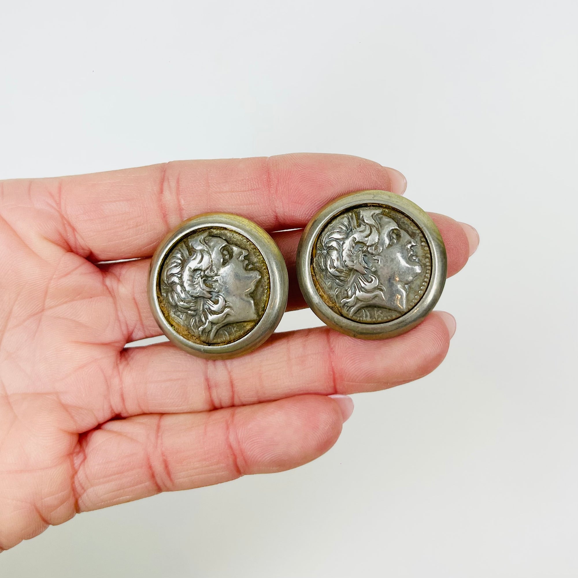 1950s CINER ALEXANDER THE GREAT COIN CLIP ON EARRINGS