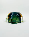 1950s BLUE TEAL GOLD MURANO SOMMERSO FACETED GLASS BOWL