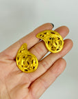1995 CHANEL CC LOGO MARK PAISLEY DROP CLIP ON EARRINGS