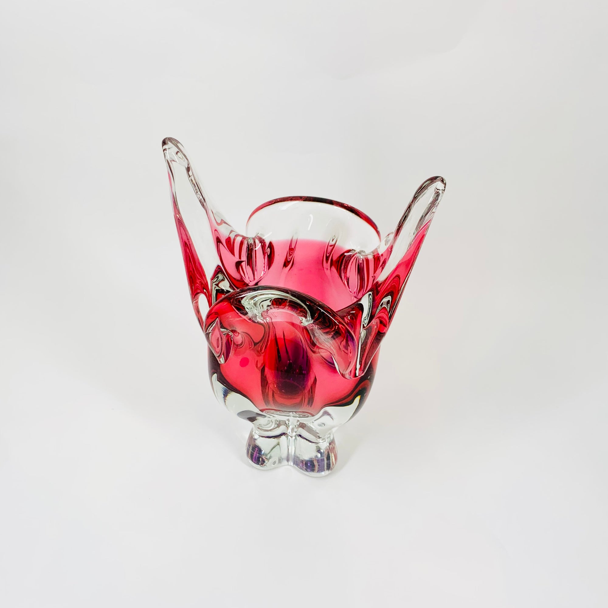 1960s SKLO UNION GREEN SOMMERSO GLASS VASE BY JOSEF HOSPODKA