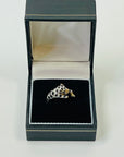 1970s 9 MIXED 14K WHITE YELLOW GOLD DIAMOND BLACK SAPPHIRE SNOW LEOPARD RING