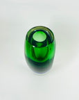 1960s GREEN BLUE HARLEQUIN MURANO SOMMERSO FACETED GLASS BLOCK VASE