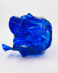 1980s HAND MADE COBALT BLUE FUSED GLASS HANDKERCHIEF BOWL/VASE
