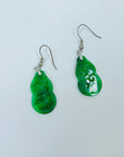 1950s SILVER CARVED JADE DROPLETS EARRINGS WITH CHINESE ORNAMENT MOTIVE