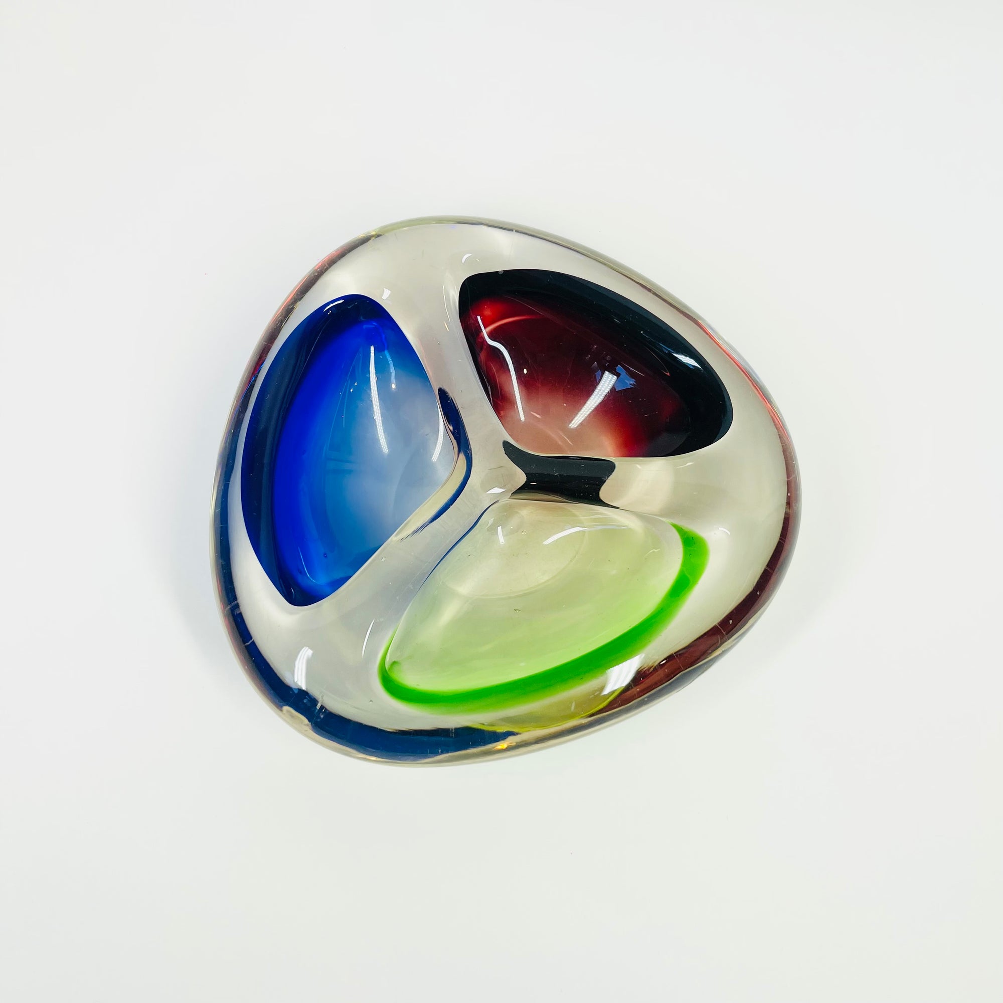 1950s MURANO RED GREEN BLUE BOWL/ASHTRAY