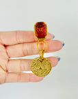 1993 CHANEL GRIPOIX AMBER GLASS COIN DROP CLIP ON EARRINGS