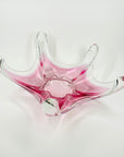 1950s LARGE CZECH SKRDLOVICE PINK SOMMERSO GLASS STARFRUIT BOWL