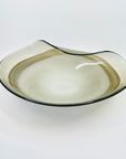 1980s CZECH LARGE CASED BROWN PINCHED GLASS BOWL