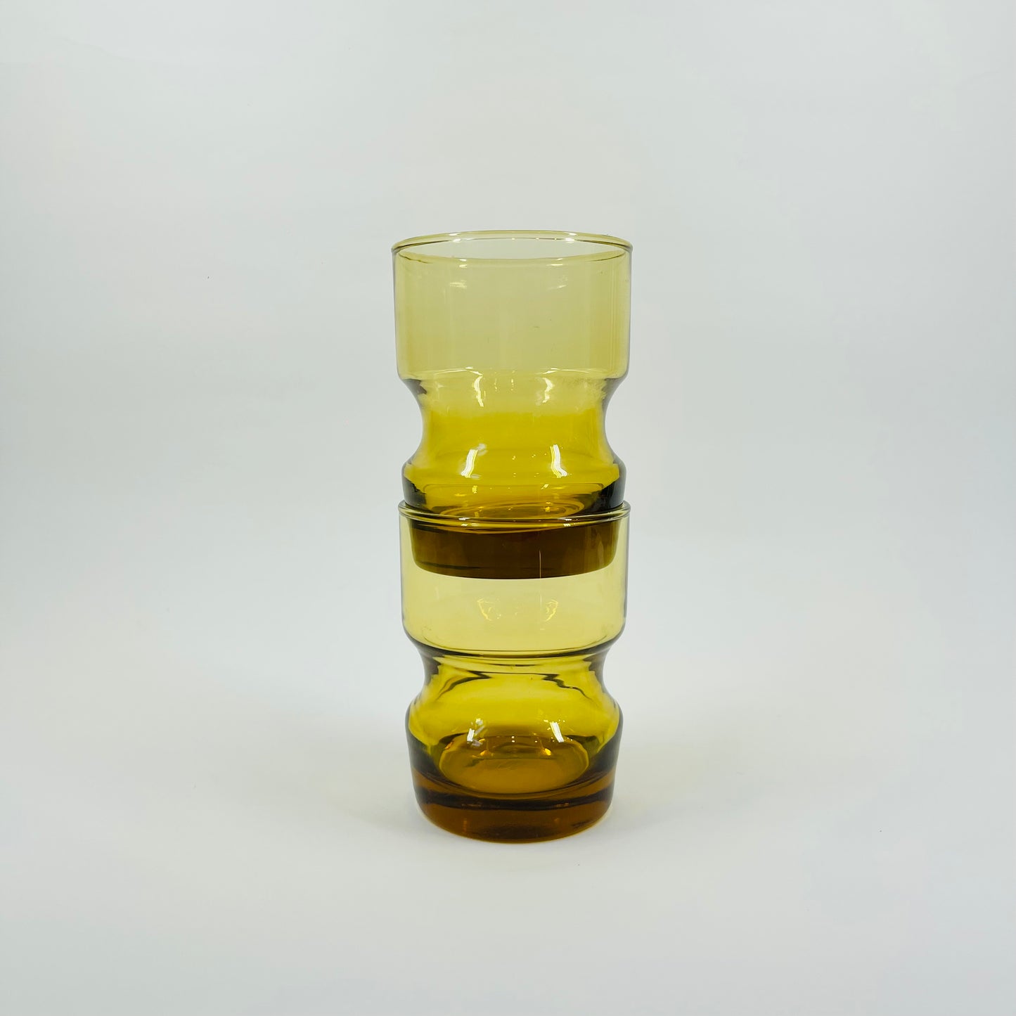 1970s PINCHED AMBER TUMBLER GLASSES