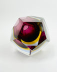 1950s FACETED MURANO PURPLE PINK BLUE YELLOW GEODE BOWL
