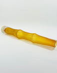 RETRO JAPANESE SATIN AMBER PRESSED GLASS BAMBOO VASE