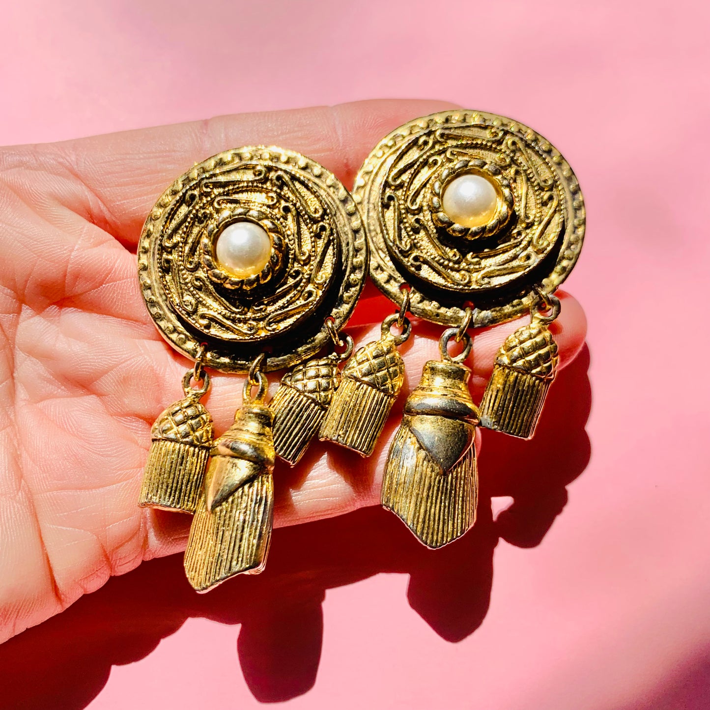 EGYPTIAN REVIVAL PEARL DROP EARRINGS