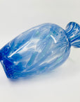 1980s JAPANESE BLUE SPATTER SWIRLS GLASS VASE
