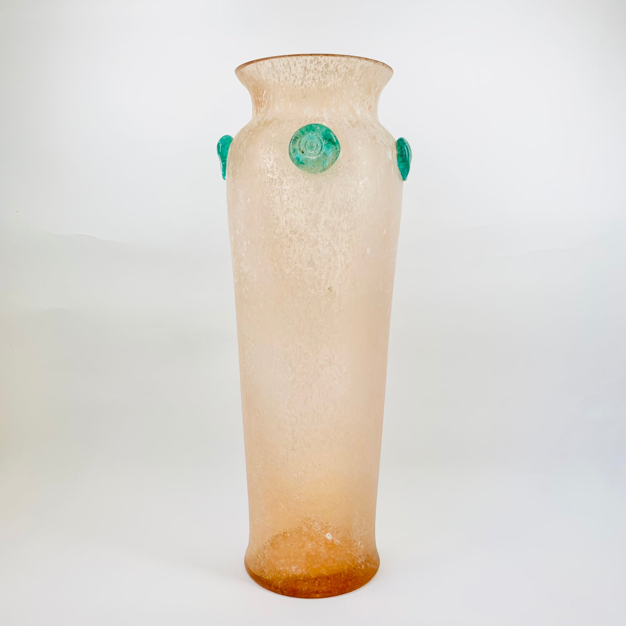 LARGE ANTIQUE MURANO SCAVO PINK GLASS VASE