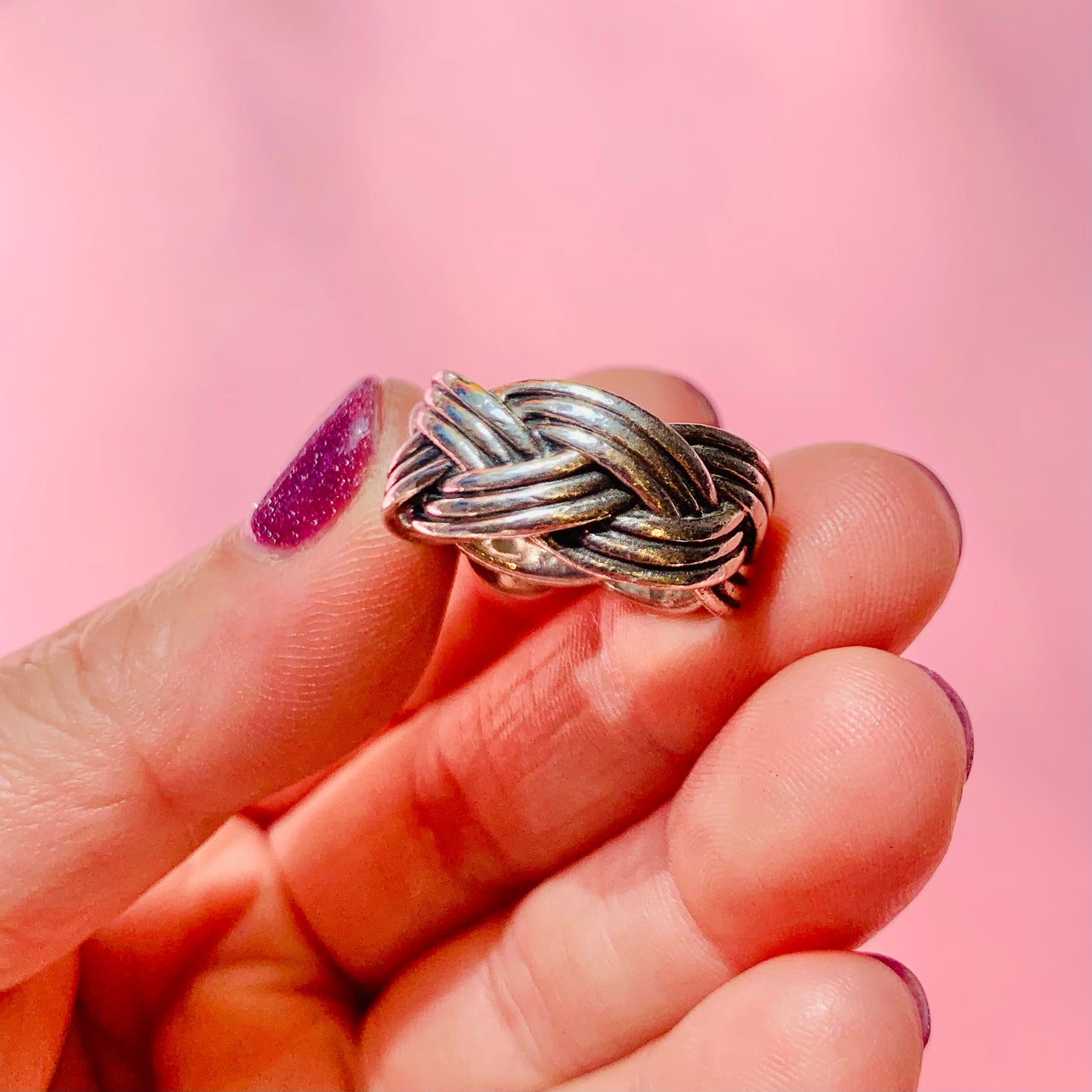 SILVER AMETHYST KNOT RING