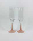 60s SATIN GLASS STEM CHAMPAGNE FLUTES
