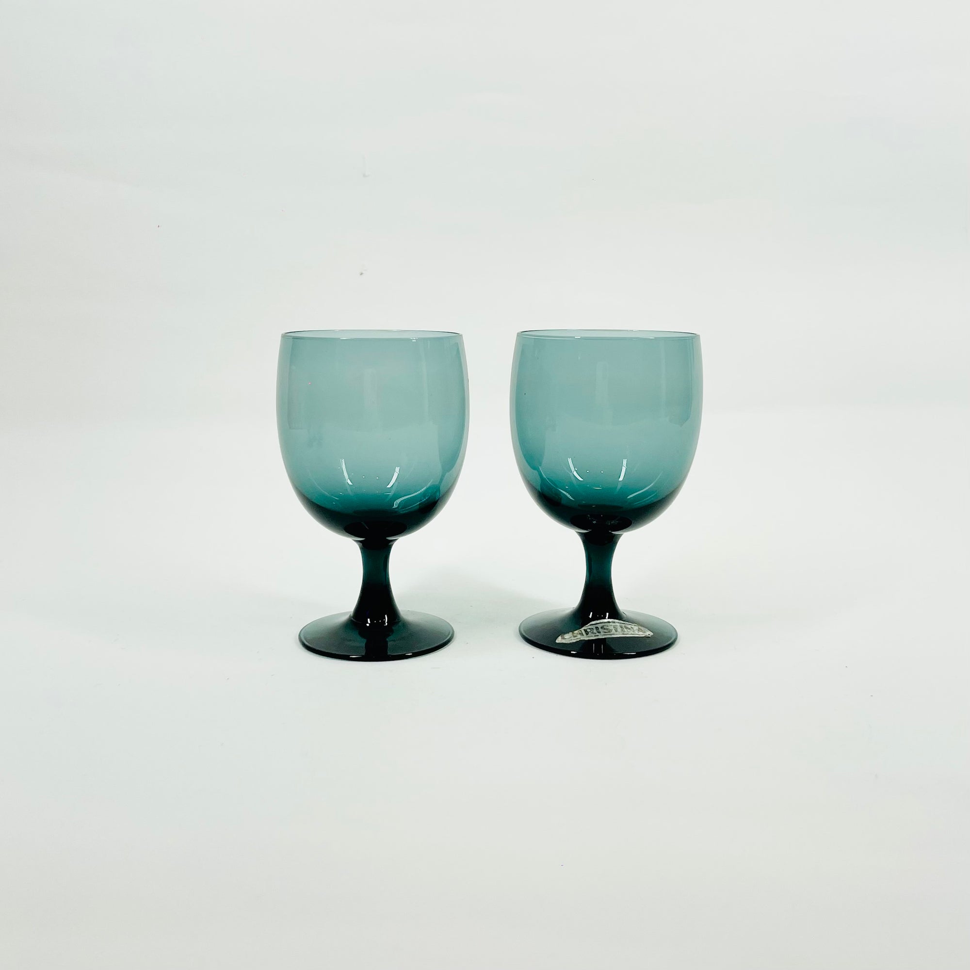 1960s SWEDISH CHRISTINA BLUE TEAL CASED GLASSES