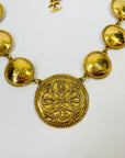 1980s CHANEL ESTRUCAN STYLE LOGO MEDALLION NECKLACE