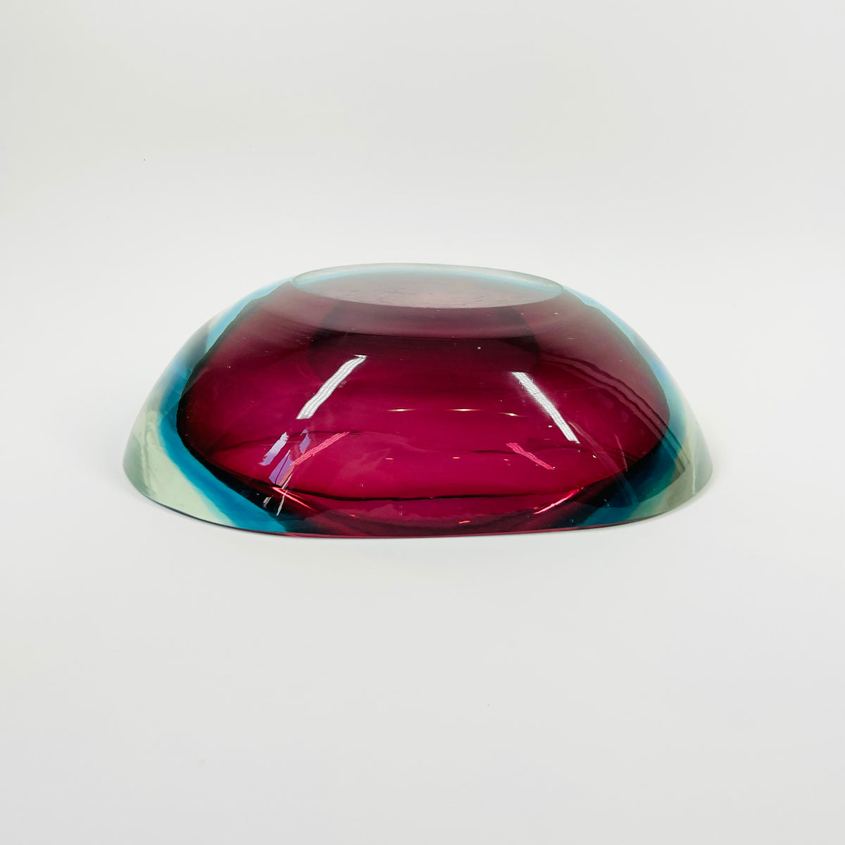1960s PINK TURQUOISE SOMMERSO FACETED GEODE GLASS BOWL