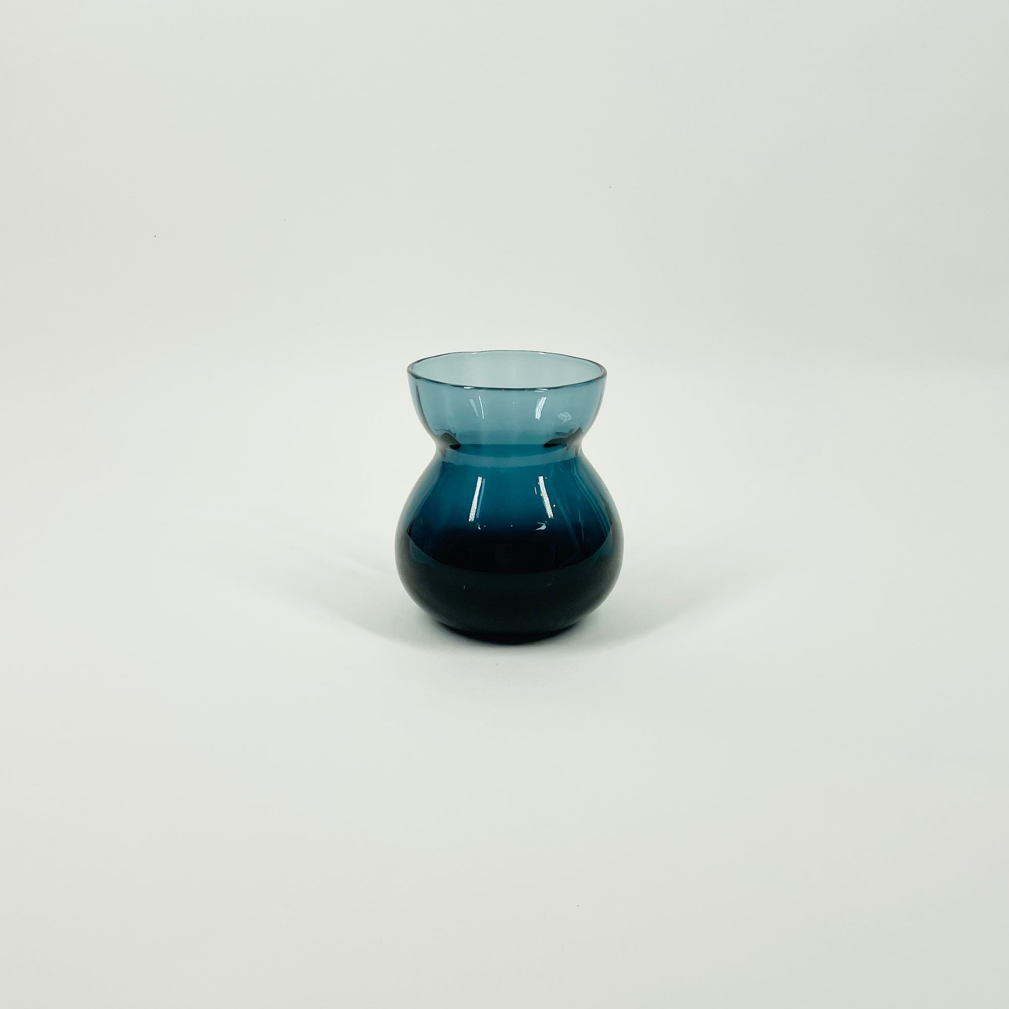 1960s ORREFORS TEAL GREY GLASS MINIATURE VASE