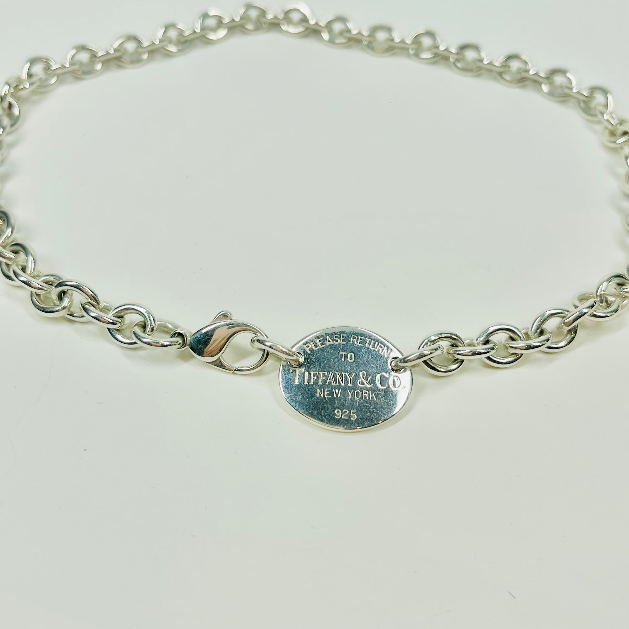 1990s TIFFANY &amp; CO RETURN TO ADDRESS SILVER NECKLACE