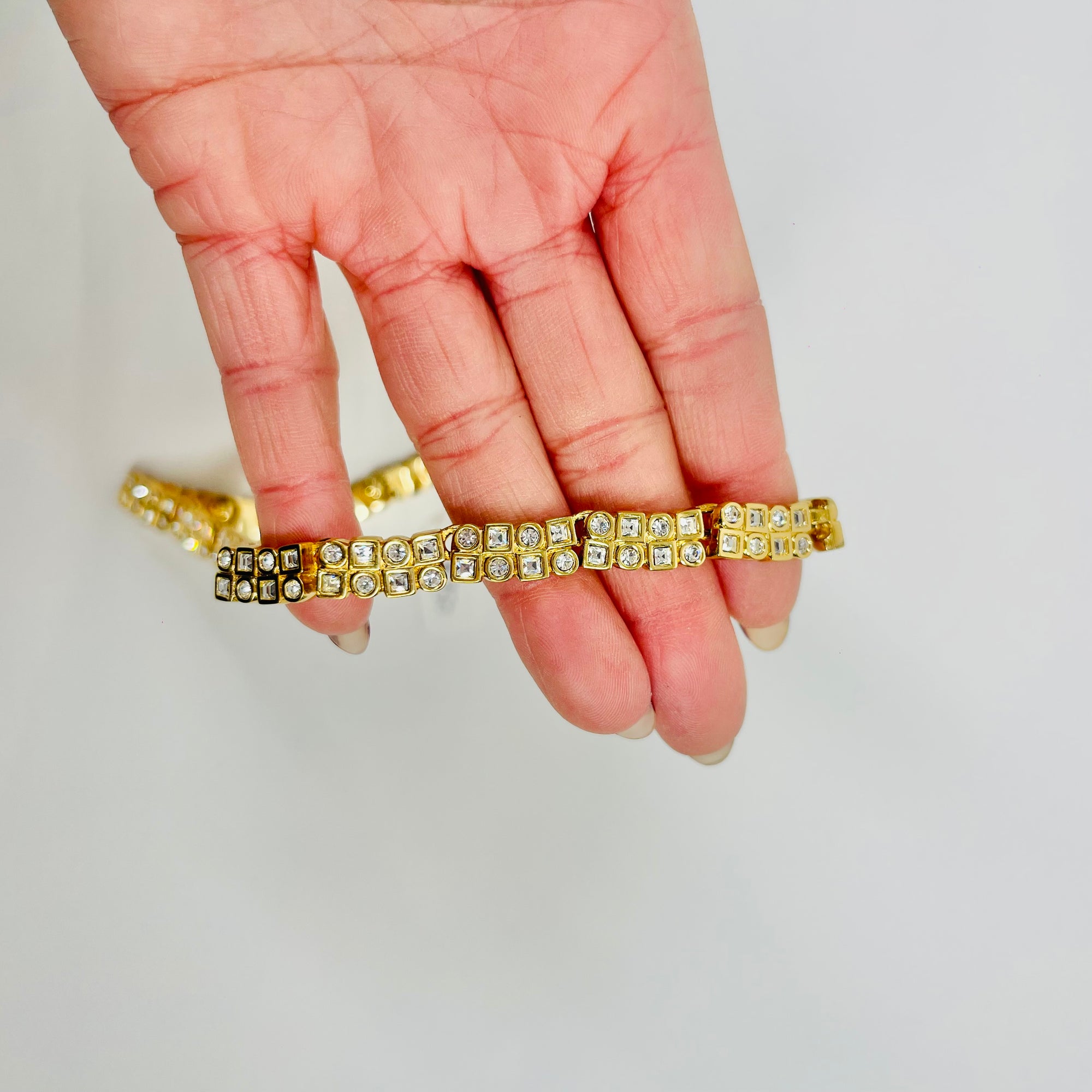 1960s CANADIAN COSTUME BRUTALIST DIAMONTE TENNIS NECKLACE