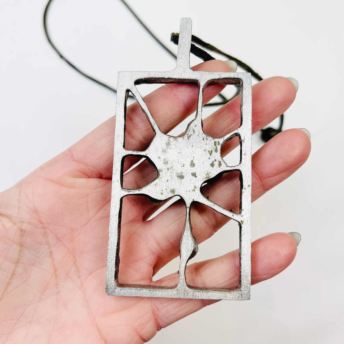 1960s HAND MADE CANADIAN BRUTALIST PEWTER PENDANT NECKLACE