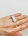 1960s DANISH BRUTALIST SILVER MOTHER OF PEARL BAR RING