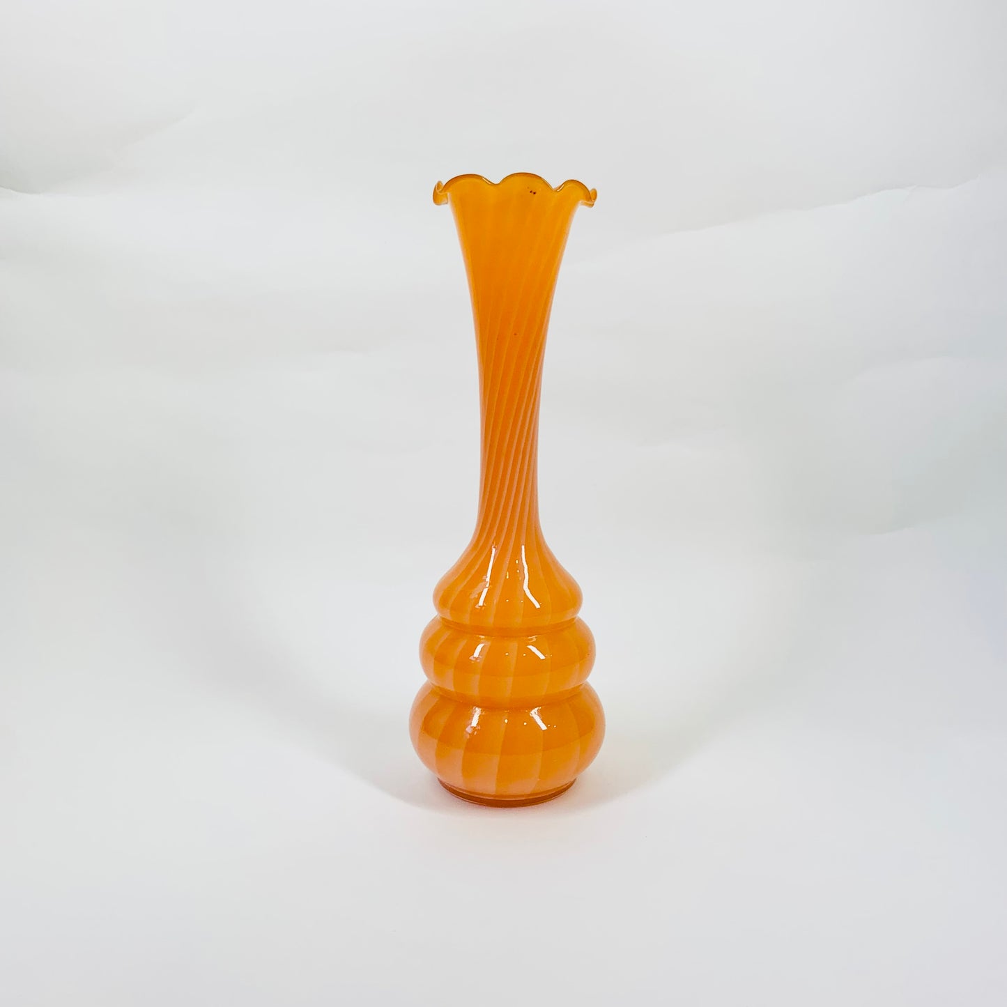 MCM CASED CANE ORANGE RUFFLE RIM VASE