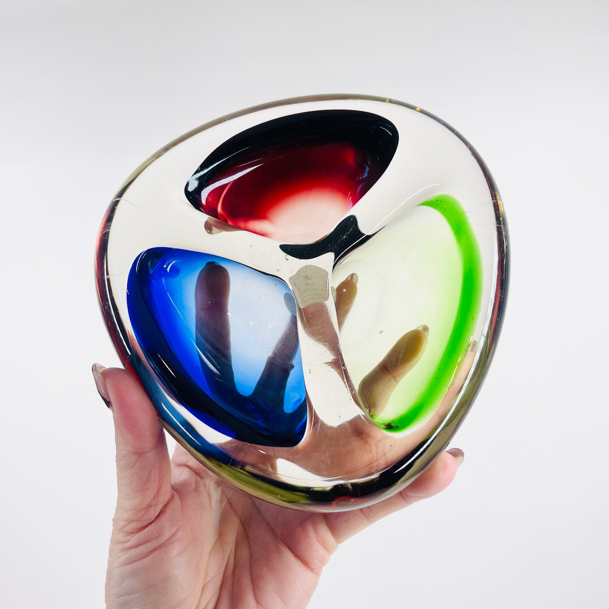 1950s MURANO RED GREEN BLUE BOWL/ASHTRAY
