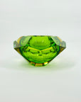 1950s GREEN YELLOW MURANO MANDRUZZATO SOMMERSO FACETED GLASS BOWL/ASHTRAY