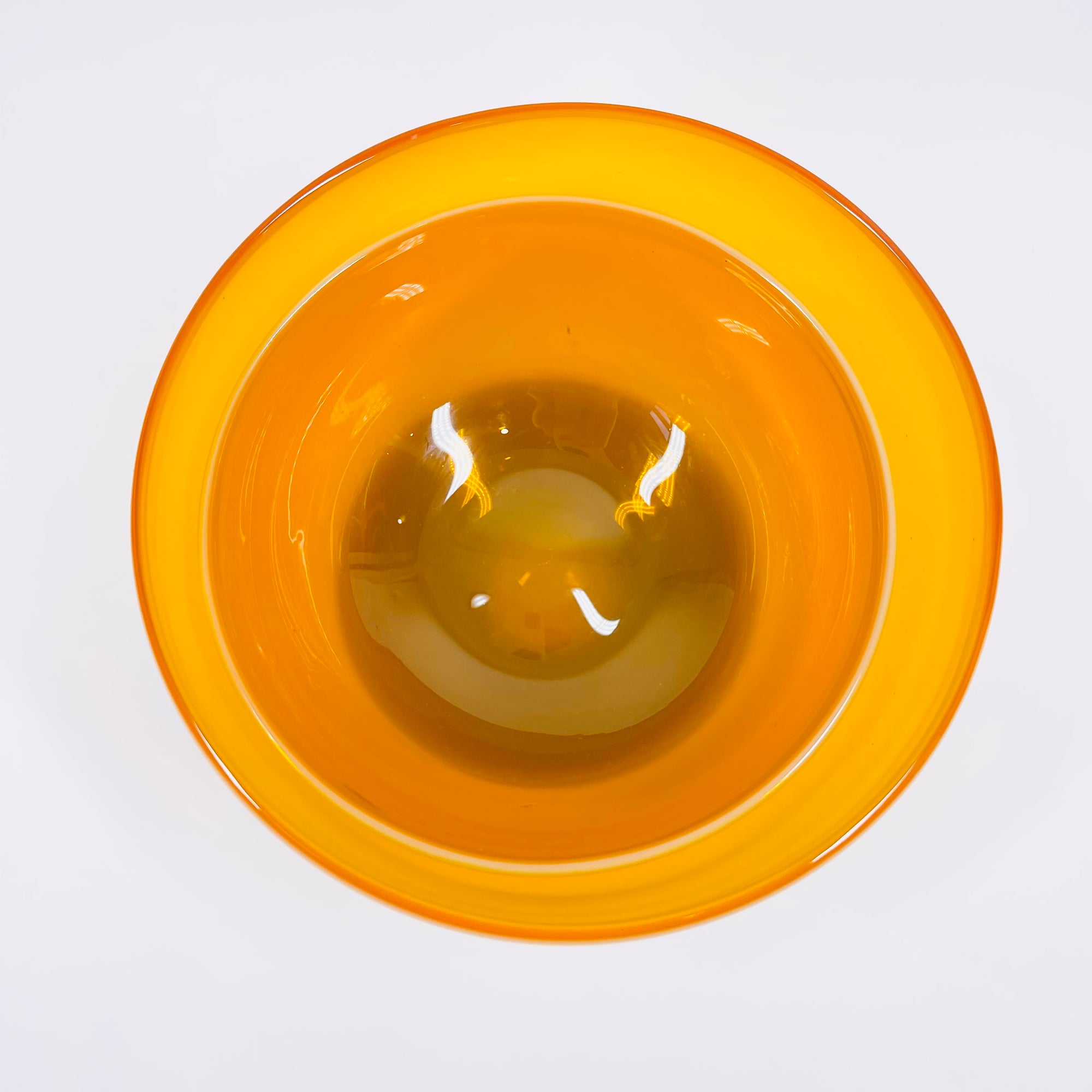 1960s ORANGE OPALESCENT GLASS BOWL BY ERIK HOGLUND FOR BODA