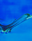 X-LARGE 1940s URANIUM MURANO BLUE SOMMERSO GLASS BOWL