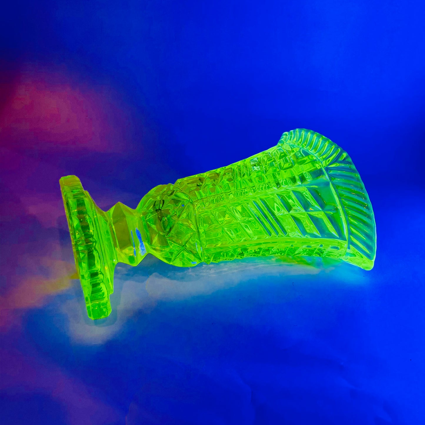 URANIUM GLASS FOOTED VASE