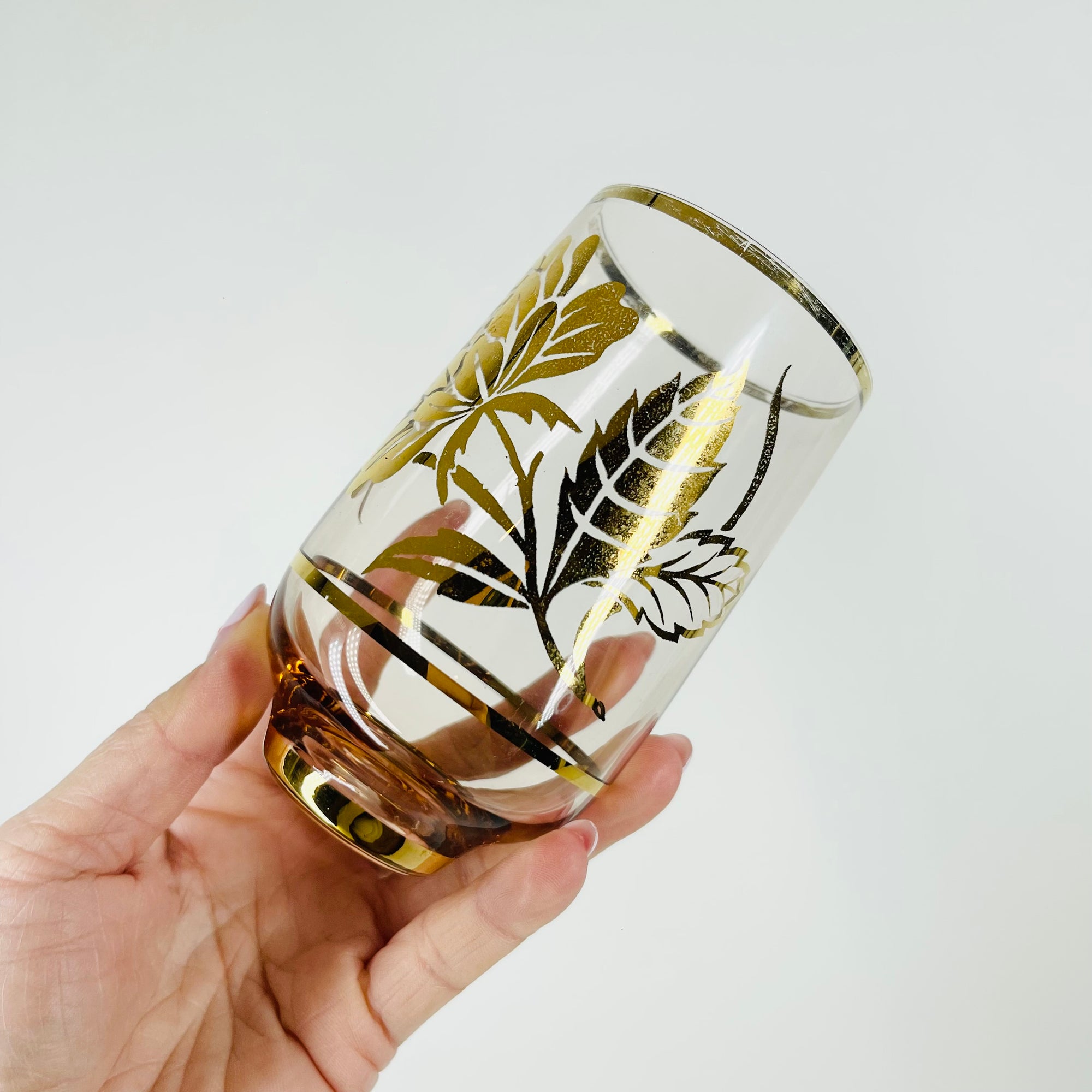 1950s PINK GOLD GILDED GLASS TUMBLERS