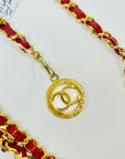 1984 CHANEL MATELASSE RED/BURGUNDY LEATHER GOLD PLATED LOGO BELT