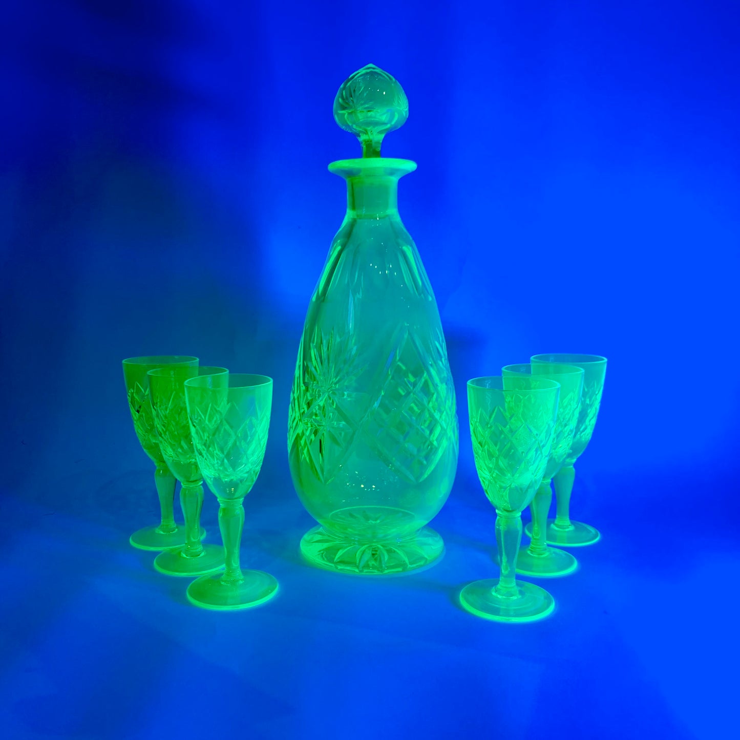 ANTIQUE URANIUM GLASS DECANTER SET