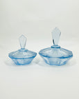 ANTIQUE ART DECO BLUE SATIN GLASS LIDDED BOX