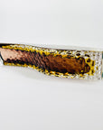 XL 1960s BROWN PURPLE AMBER TEXTURED MURANO SOMMERSO FACETED GLASS BLOCK VASE